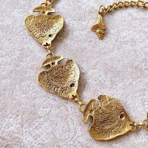 VINTAGE Gold Tone Tropical Angel Fish Chain Belt Metal Cinch Waist Lobster Clasp - Picture 15 of 16